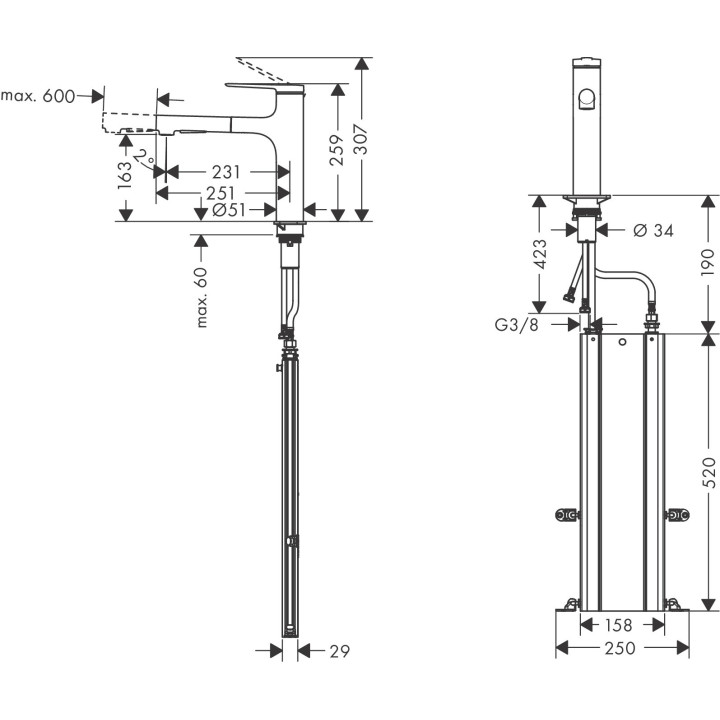 Jednouchwytowa bateria kuchenna 160, metalowa wyciągana wylewka, 2jet, sBox, Hansgrohe Zesis M33 - Chrom 