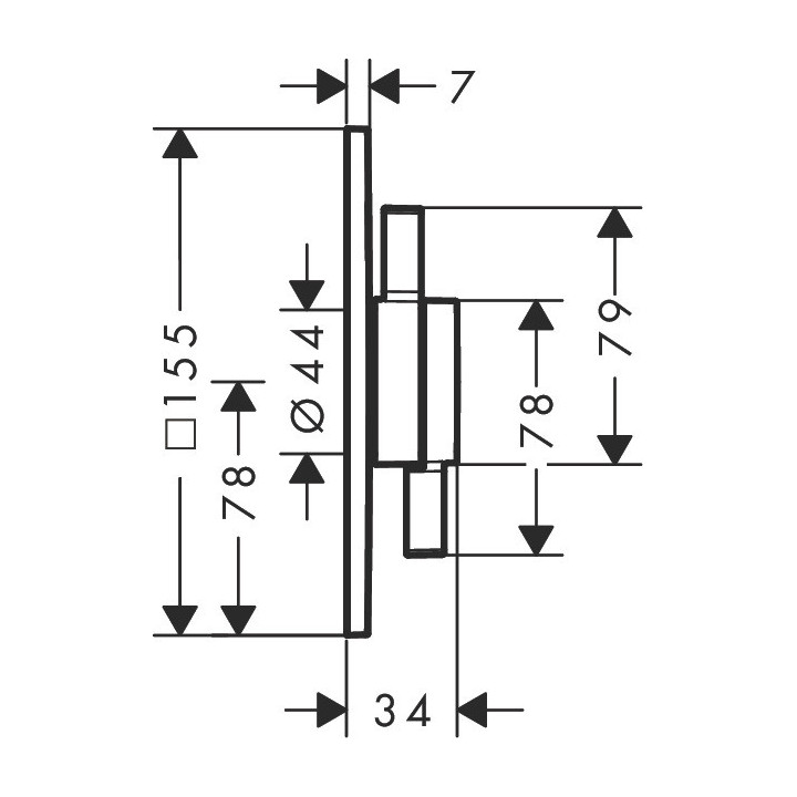 Bateria z mieszaczem, podtynkowa do 2 odbiorników, Hansgrohe DuoTurn Q - Czarny Matowy