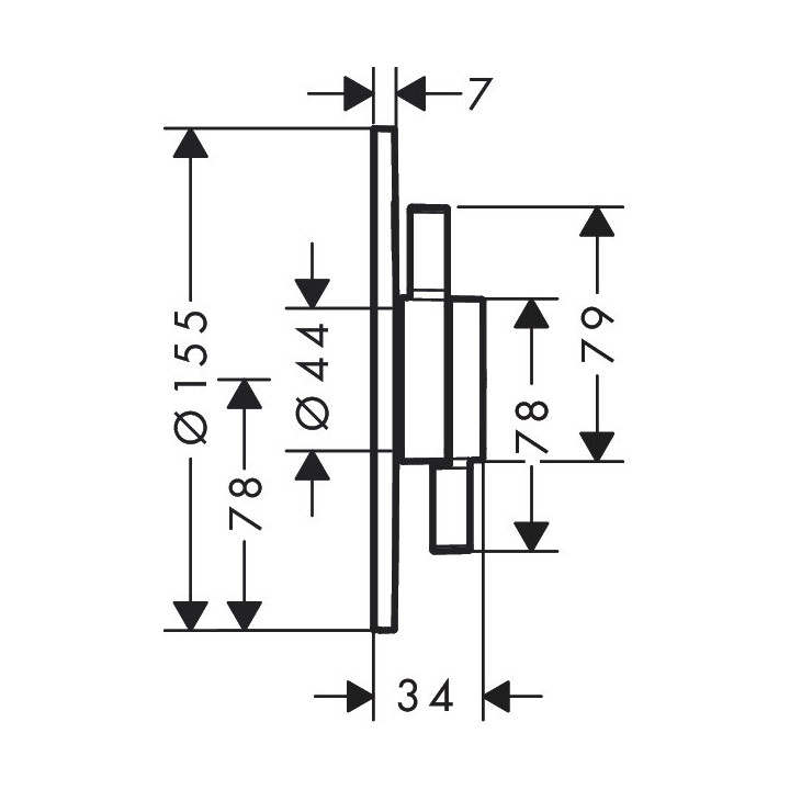 Bateria z mieszaczem, podtynkowa do 2 odbiorników, Hansgrohe DuoTurn S - Chrom 