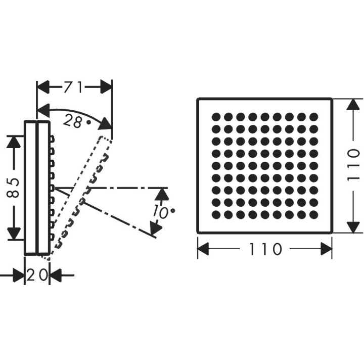 Prysznic na ramiona 110/110 1jet,  AXOR ShowerComposition - Czarny Matowy
