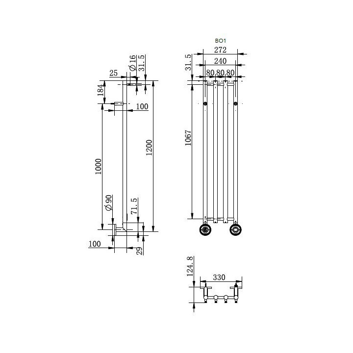 Suszarka elektryczna P.M.H. Einar 9x168 cm - czarny mat