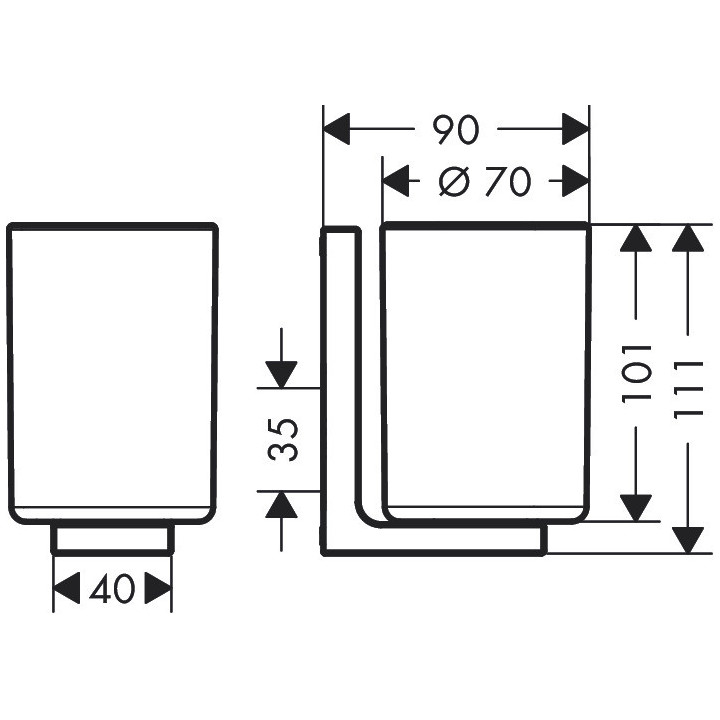 Kubek na szczoteczki do zębów, AXOR Universal Rectangular - Czarny Chrom Szczotkowany