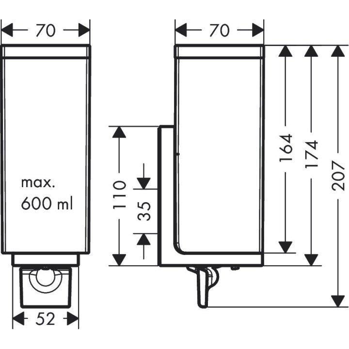 Dozownik mydła w płynie, AXOR Universal Rectangular - Czarny Chrom Szczotkowany
