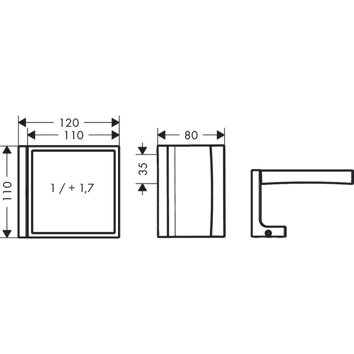 Lustro kosmetyczne, AXOR Universal Rectangular - Czarny Chrom Szczotkowany