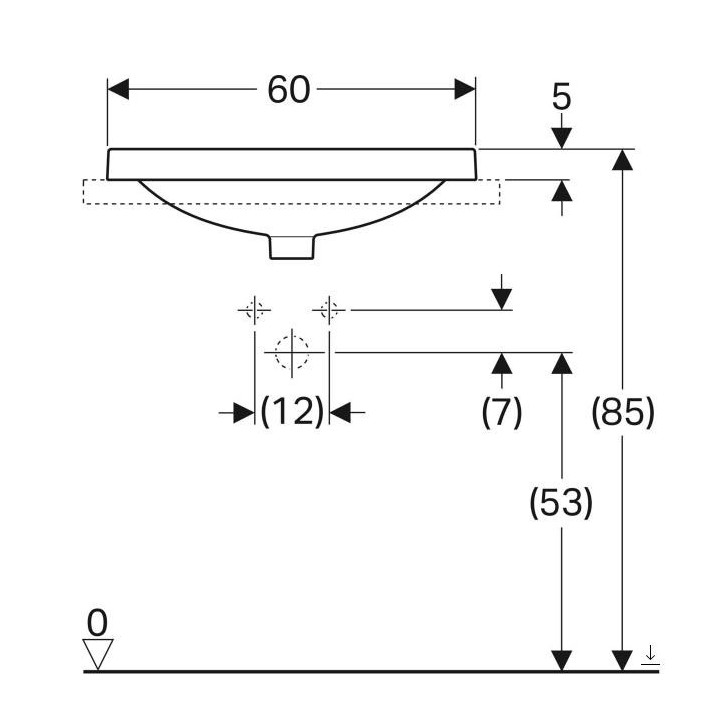Umywalka Geberit Variform 60x40 cm wpuszczana, owalna KeraTect - biała