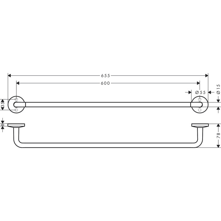 Wieszak na ręcznik kąpielowy 600 mm, AXOR Universal Circular - Biały Matowy