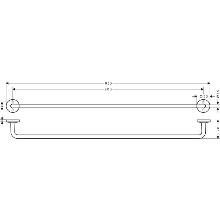 Wieszak na ręcznik kąpielowy 800 mm, AXOR Universal Circular - Biały Matowy