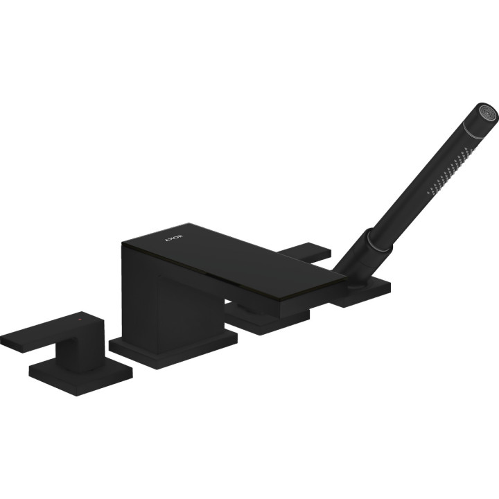 4-otworowa bateria na brzeg wanny, AXOR MyEdition - Czarny Matowy/Czarne Szkło