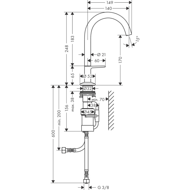 Bateria umywalkowa Select 170 z kompletem odpływowym Push-Open, AXOR One - Biały Matowy 