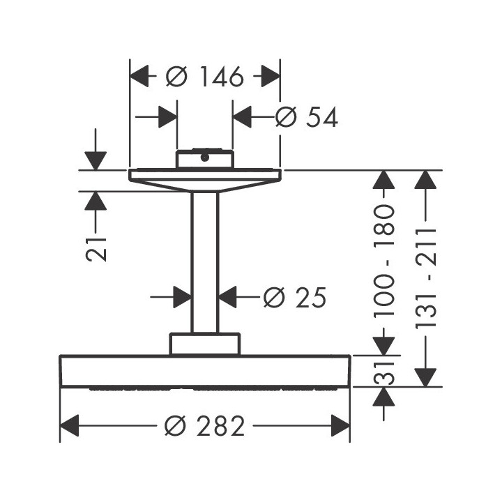Głowica prysznicowa 280 2jet z przyłączem sufitowym, AXOR One - Biały Matowy 