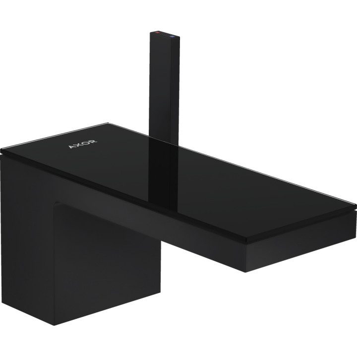 Jednouchwytowa bateria umywalkowa 70 z kompletem odpływowym Push-Open, AXOR MyEdition - Czarny Matowy/Czarne Szkło 