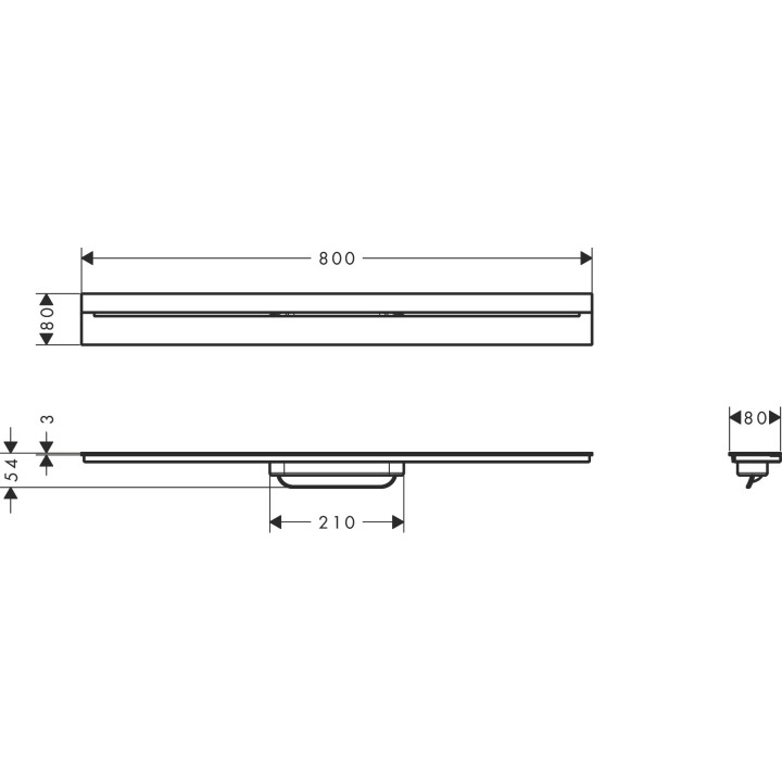 Element zewnętrzny odpływu liniowego 800, przyścienny, AXOR Drain - Stal Szlachetna Szczotkowana
