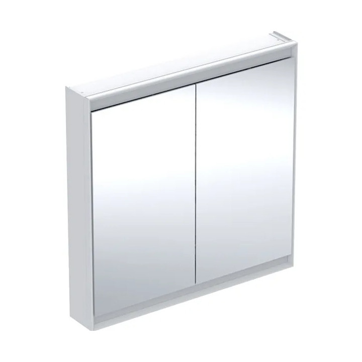 Szafka z lustrem z ComfortLight i dwojgiem drzwi, montaż natynkowy, wysokość 90 cm, Geberit ONE - Aluminium anodyzowane  