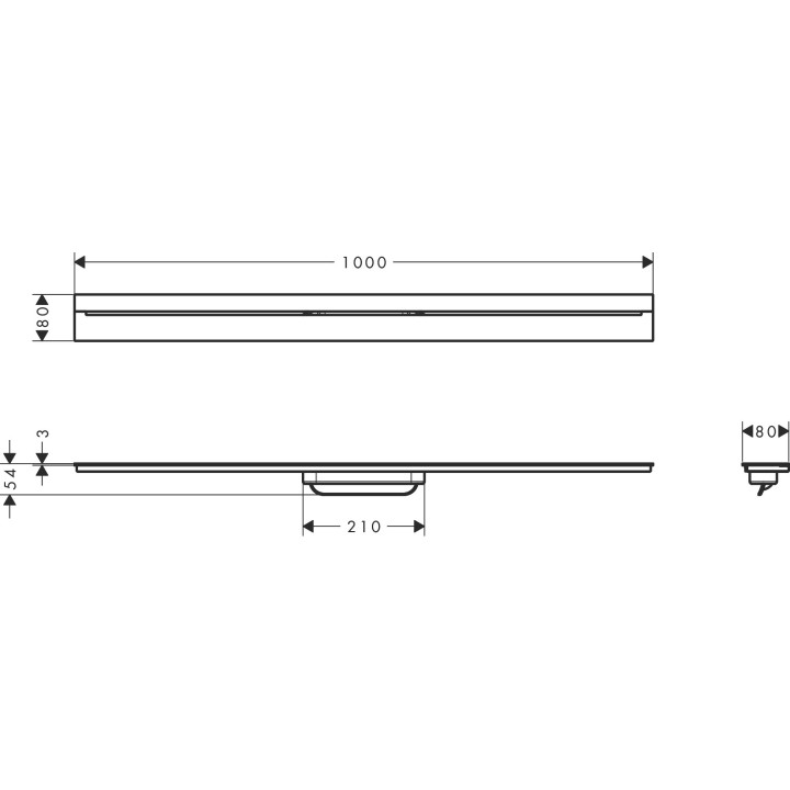 Element zewnętrzny odpływu liniowego 1000, przyścienny, AXOR Drain - Czarny Chrom Polerowany