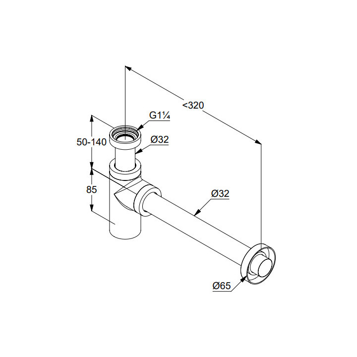 Syfon butelkowy Kludi DESIGN - Chrom