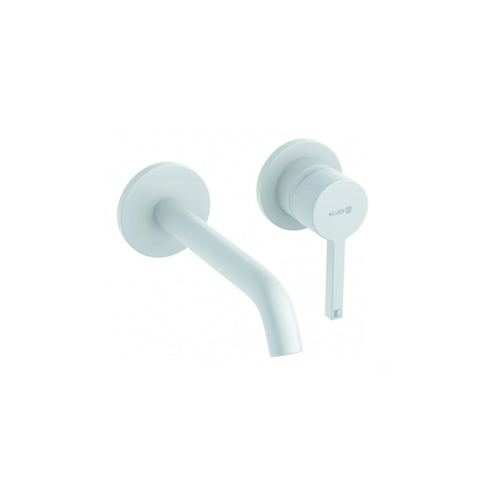 Ścienna bateria umywalkowa, wysięg wylewki 180 mm, KLUDI NOVA FONTE Pura - Biały mat