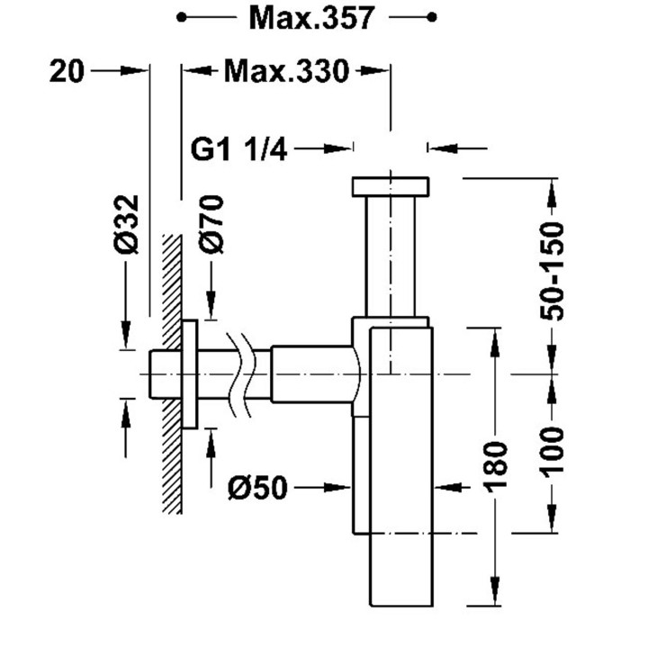 Syfon umywalkowy Tres teleskopowy zewnętrzny w obudowie, chrom