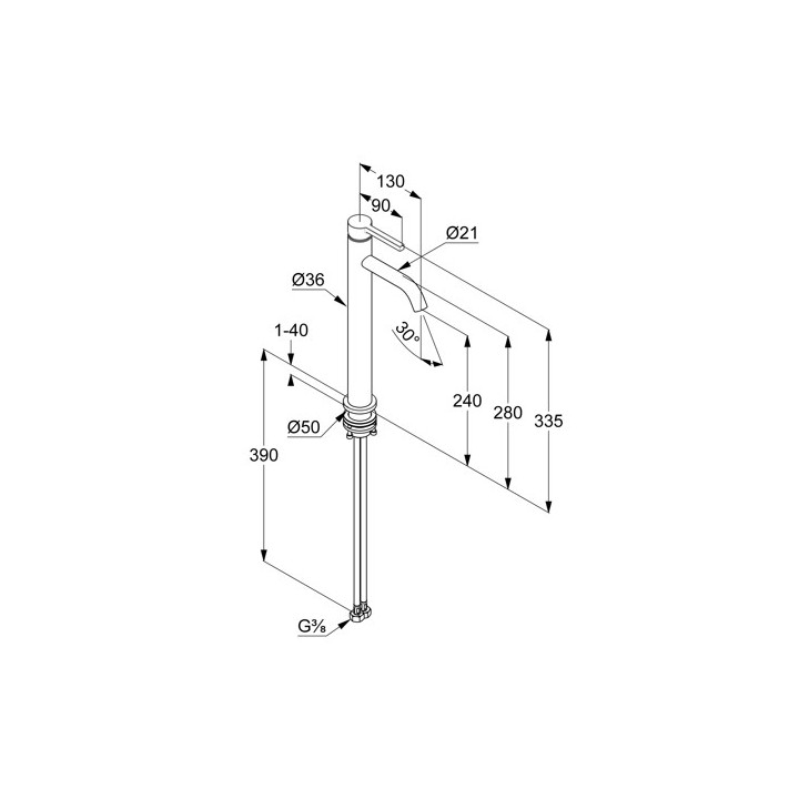 Jednouchwytowa bateria umywalkowa, wys. 275 mm, KLUDI NOVA FONTE Pura - Czarny mat