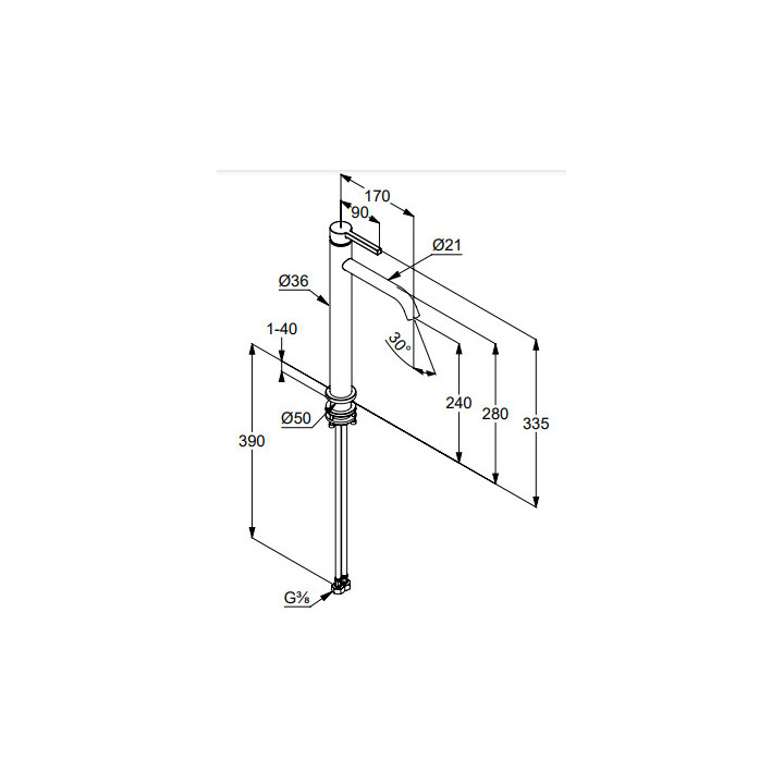 Jednouchwytowa bateria umywalkowa, wys. 275 mm, KLUDI NOVA FONTE Pura - Biały mat