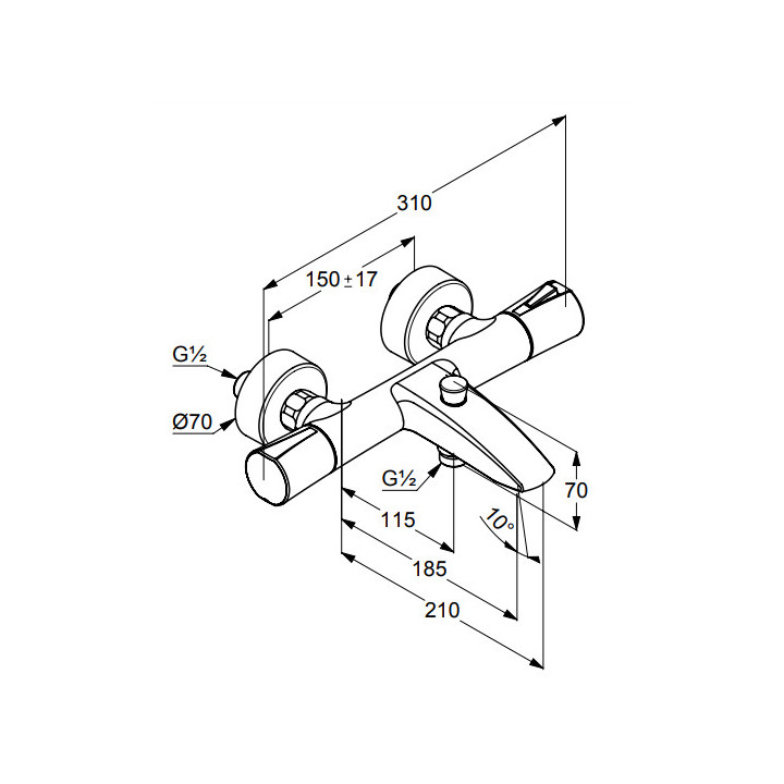 Bateria wannowo-natryskowa z termostatem, KLUDI ZENTA SL - Czarny mat 