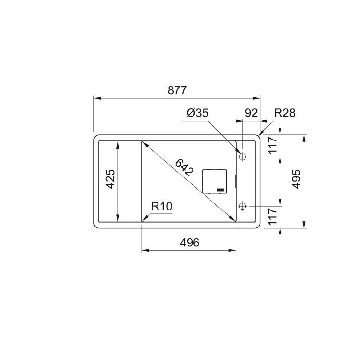 Zlewozmywak wbudowywany Franke Fresno FSG 611 Fragranit+, 88x50cm, onyx 