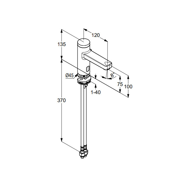 Elektroniczna bateria umywalkowa, z uchwytem regulacji tmp, KLUDI ZENTA SL - Czarny mat