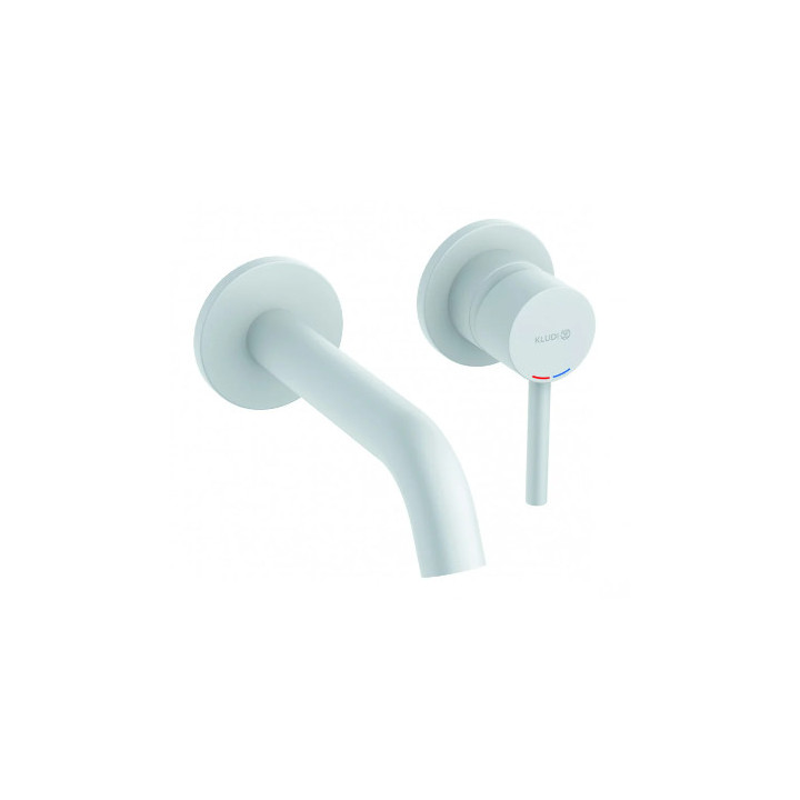 ścienna bateria umywalkowa, wylewka 180 mm, KLUDI BOZZ - Biały mat 