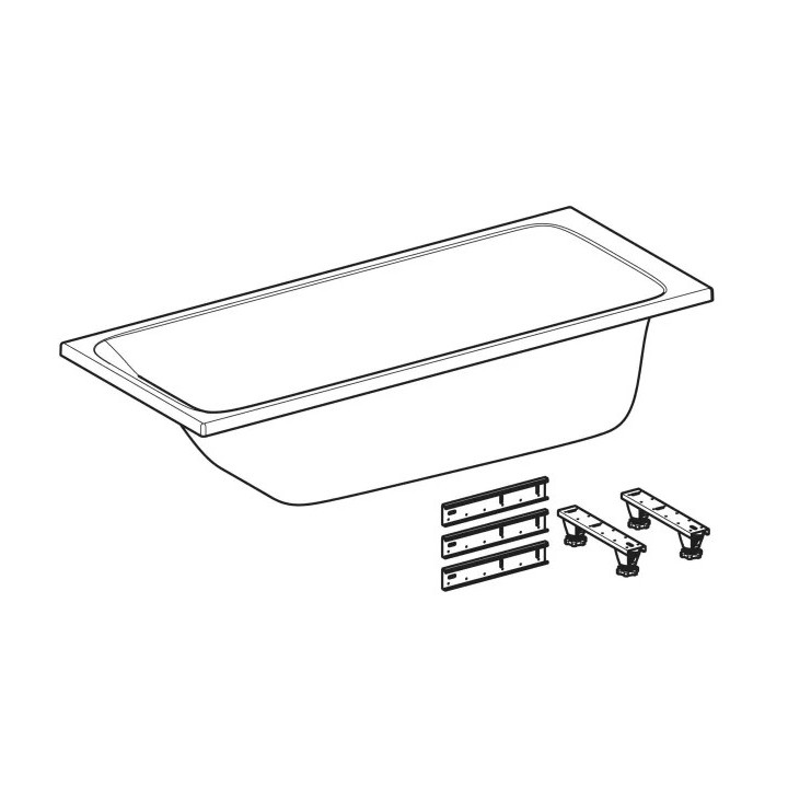 Wanna prostokątna, slim, z nogami, Geberit Tawa - Biały błyszczący