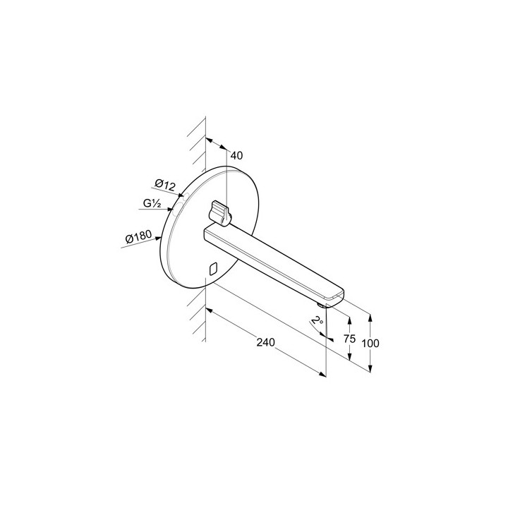 Ścienna bateria umywalkowa, elektroniczna, KLUDI ZENTA - Chrom