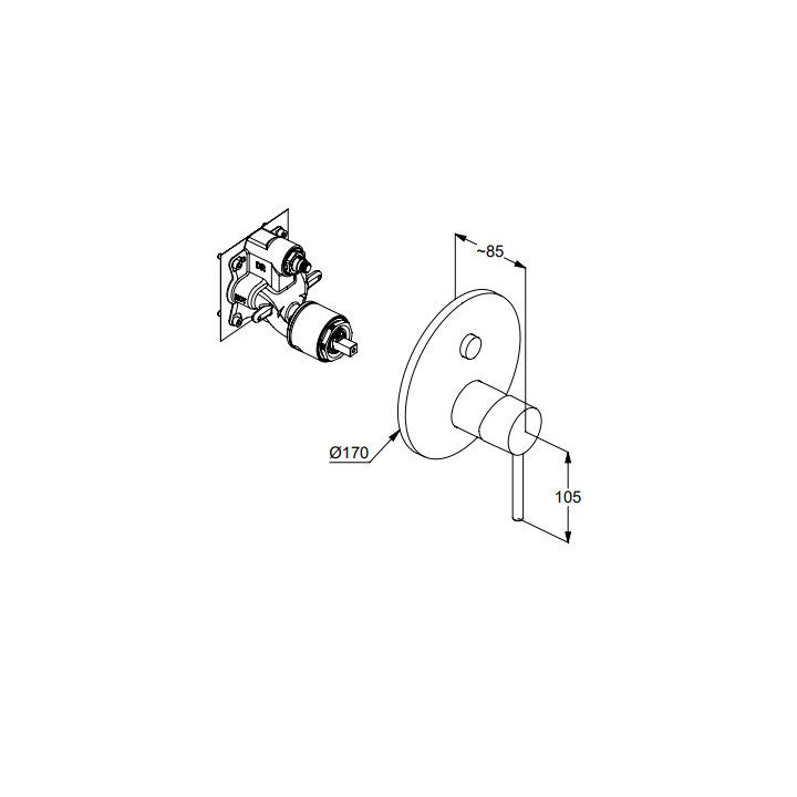 Podtynkowa bateria wannowo-natryskowa, do 88011, KLUDI BOZZ - Biały mat 
