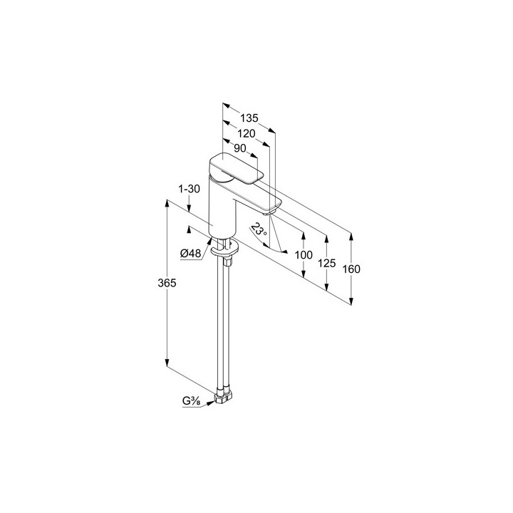 Jednouchwytowa bateria umywalkowa 100, bez zestawu odpł, KLUDI PURE&STYLE J XL - Chrom