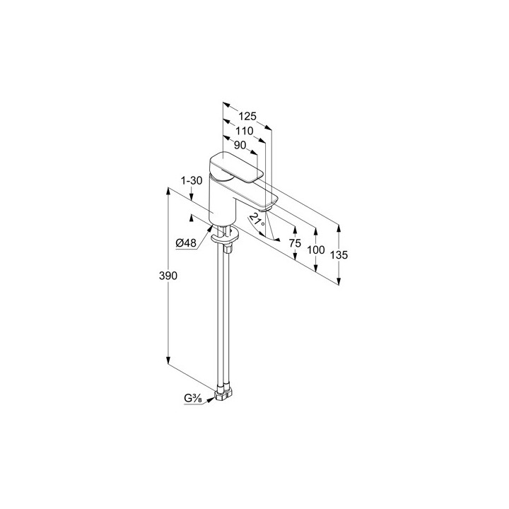 Jednouchwytowa bateria umywalkowa 75, bez zestawu odpł, KLUDI PURE&STYLE - Czarny mat 