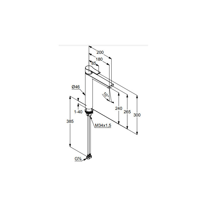 Jednouchwytowa bateria umywalkowa, wysoka, bez zestawu odpł, KLUDI ZENTA SL - Czarny mat