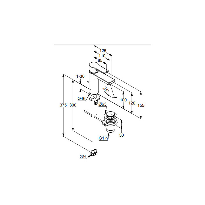 Jednouchwytowa bateria umywalkowa, 100, zestaw odpł, KLUDI ZENTA SL - Czarny mat 