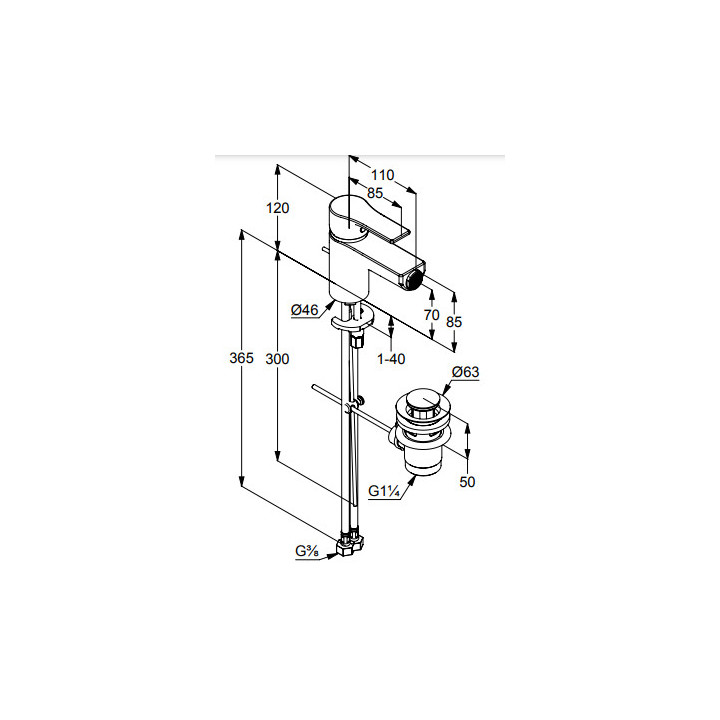 Jednouchwytowa bateria bidetowa, KLUDI ZENTA SL - Czarny mat 