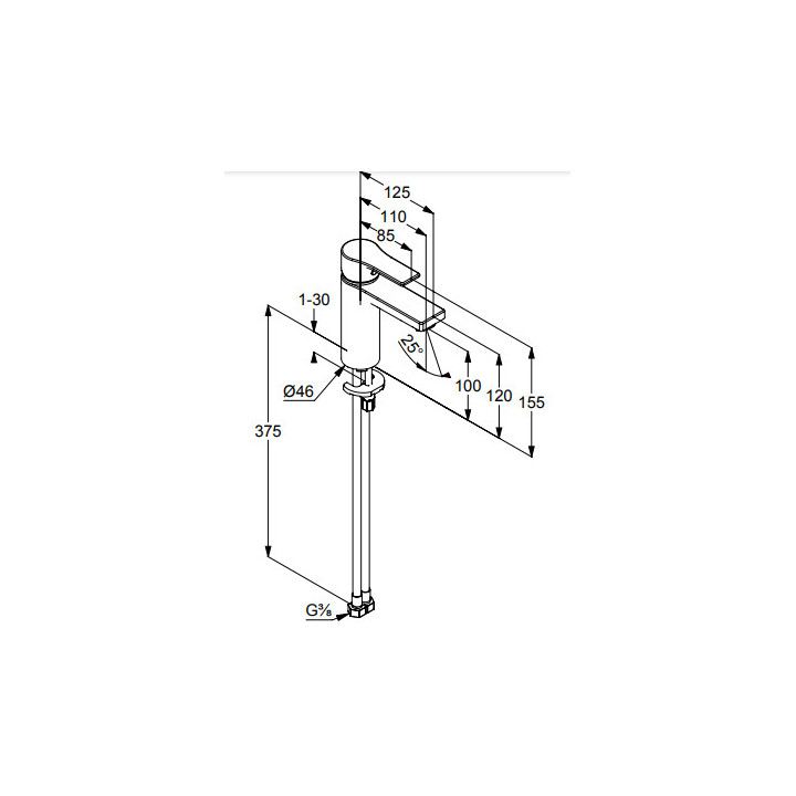 Jednouchwytowa bateria umywalkowa 100, bez zestawu odpł. KLUDI ZENTA SL - Chrom