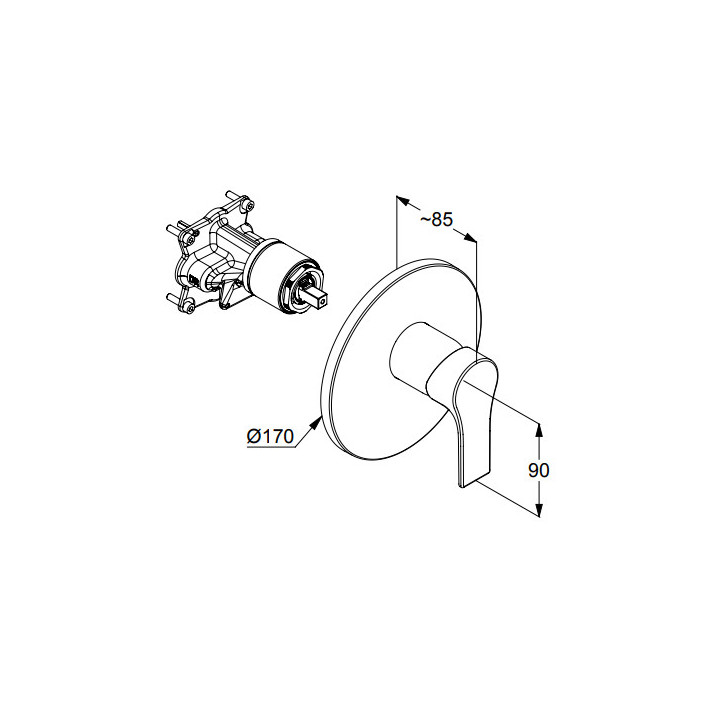 Podtynkowa bateria natryskowa, KLUDI ZENTA SL - Chrom