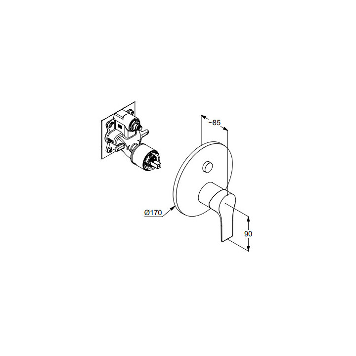 Podtynkowa bateria wannowo-natryskowa, do 88011, przełącznik PUSH&SWITCH, KLUDI ZENTA SL - Chrom