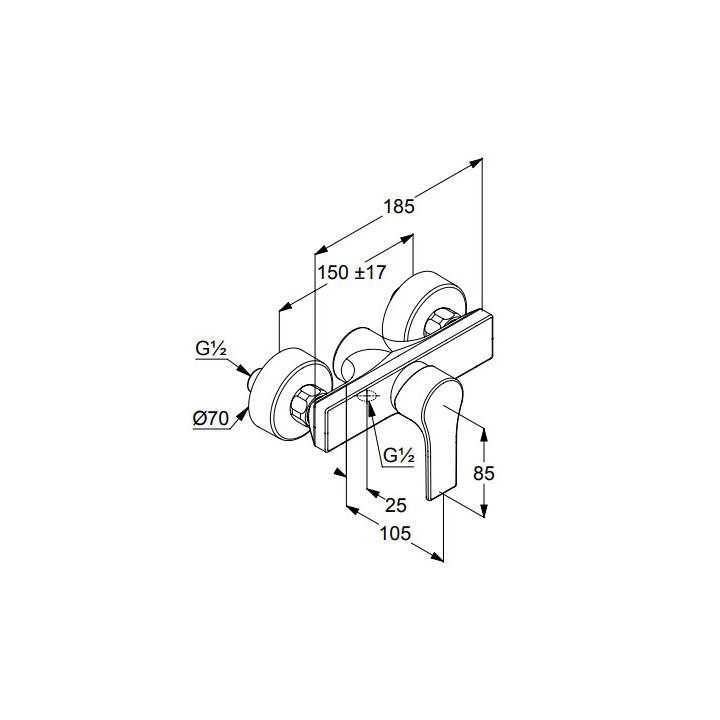 Jednouchwytowa bateria natryskowa, KLUDI ZENTA SL - Chrom