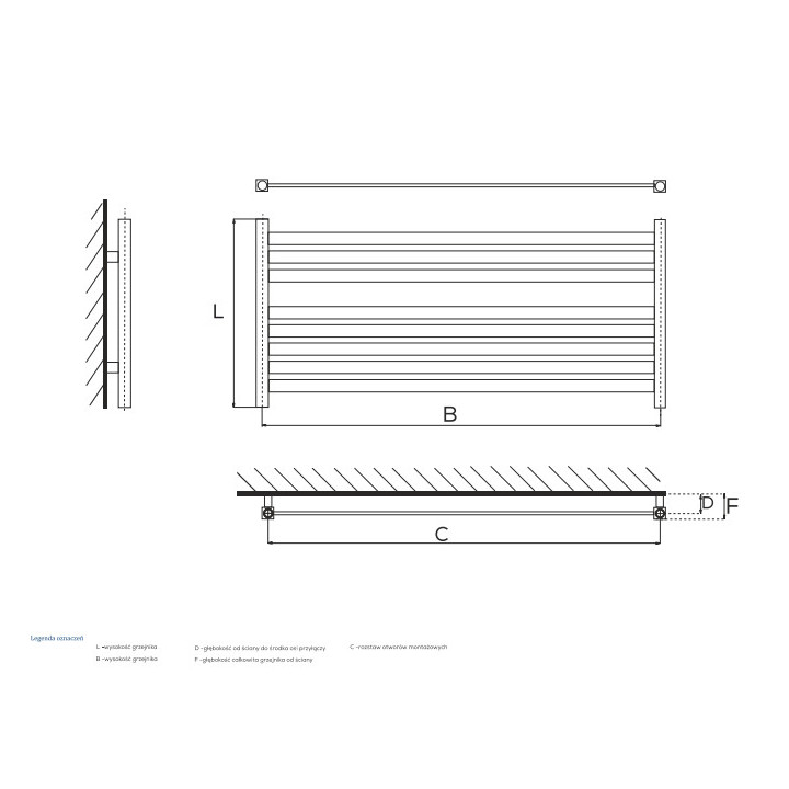 Grzejnik poziomy, Komex Lena, 50x140cm - Biały