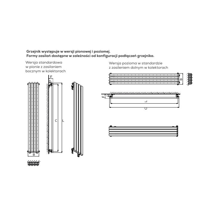 Grzejnik, Komex Rene pojedynczy, 150x46,8cm - Biały