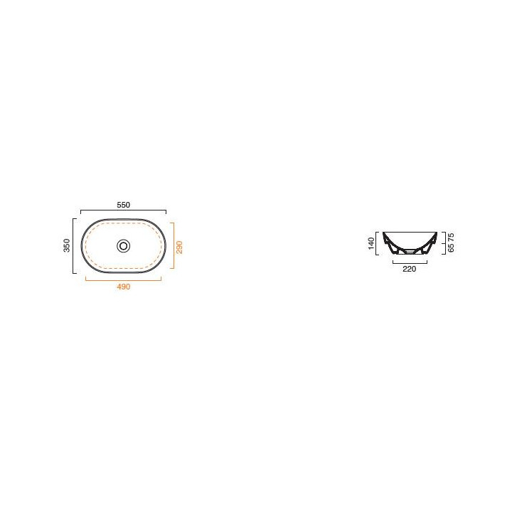 Umywalka nablatowa Catalano Sfera 55 biała, bez przelewu, 55 x 35 cm- sanitbuy.pl