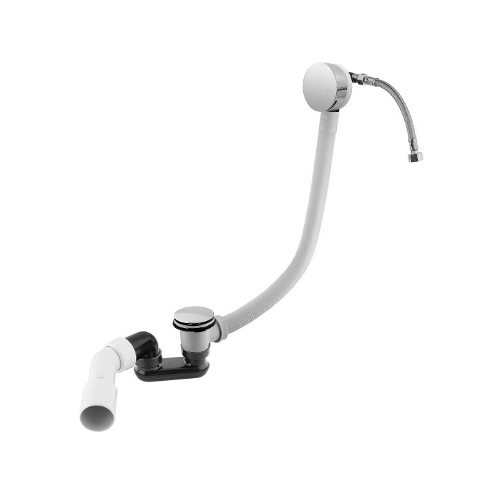 Zawór Clic-Clac do wanny z wylewką do napełniania, syfonem i lampką ostrzegawczą, Bruma Modelo - Chrom