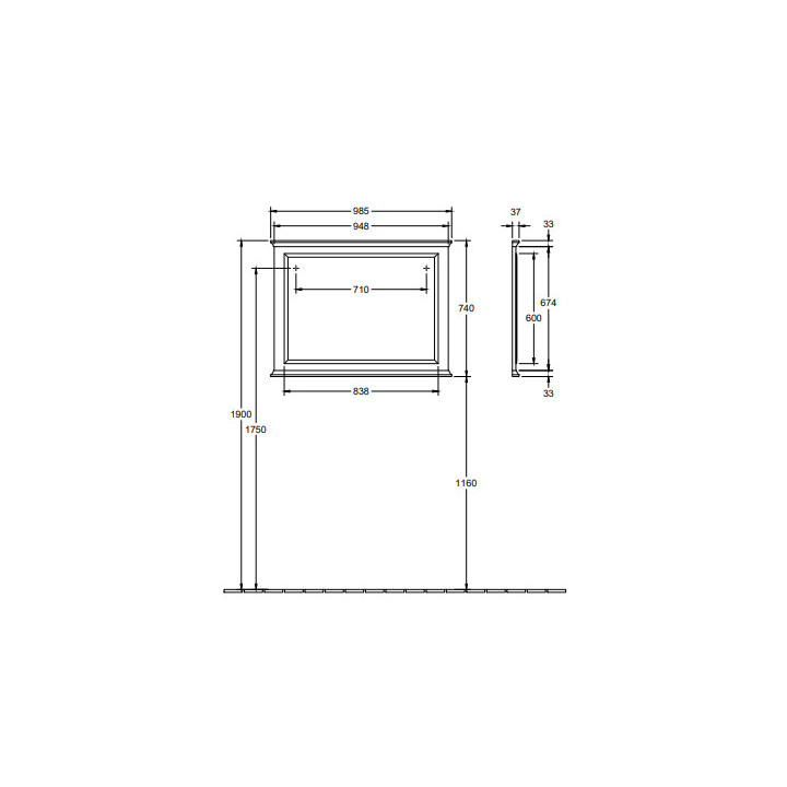 Lustro, 98,5 x 74 x 37 cm, Villeroy&Boch Hommage  
