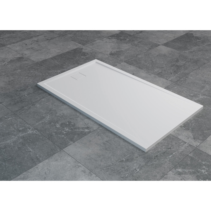 Brodzik z konglomeratu SanSwiss Livada W20AS prostokątny 120x80 cm - biały