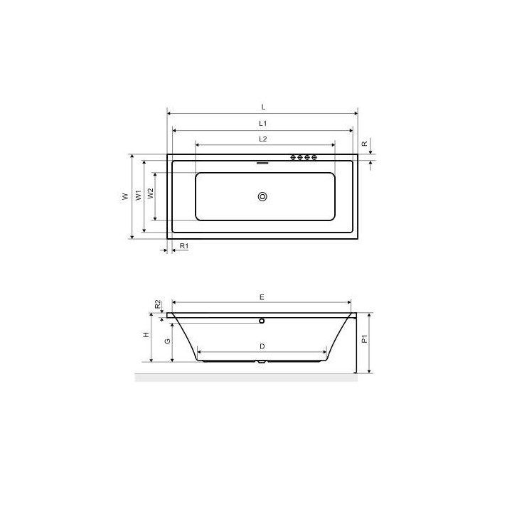 Wanna prostokątna Excellent Wave Slim 180x80 cm akrylowa, biała