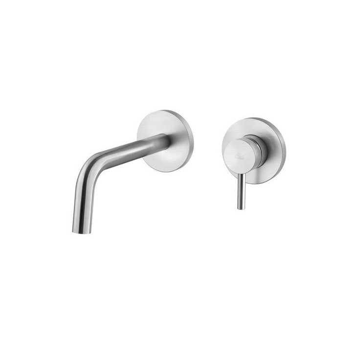 Bateria umywalkowa podtynkowa, zintegrowana, Paffoni Rubinetterie Light - Stal szczotkowana