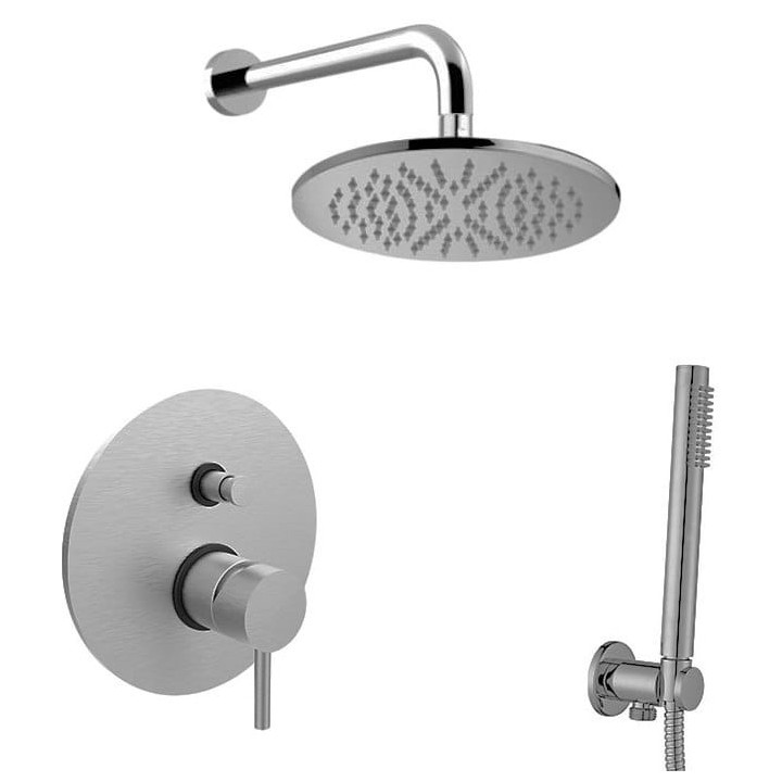 Podtynkowy zestaw prysznicowy, Paffoni Light - Stal szczotkowana