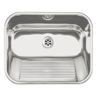 Zlewozmywak gospodarczy 1-komorowy - wpuszczany lub mocowany do ściany, Deante - Satyna 