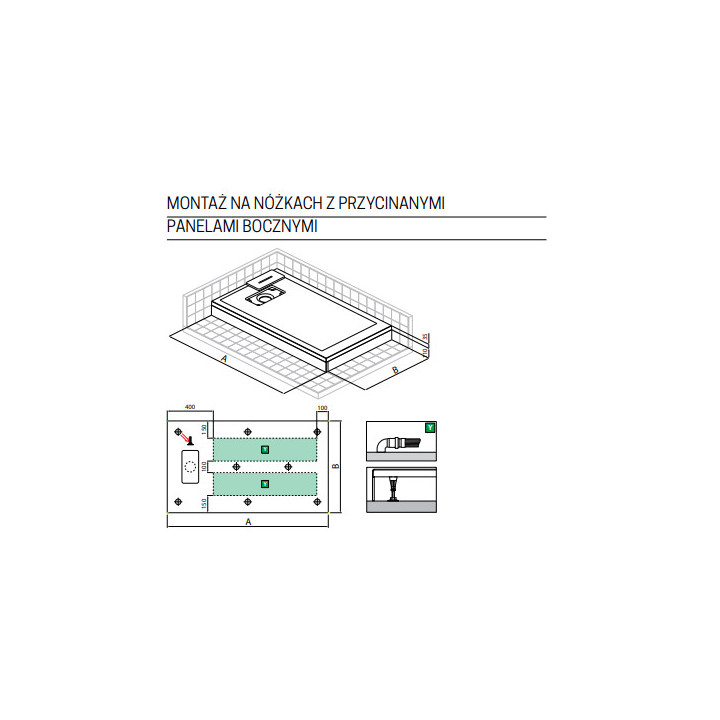 Brodzik 150x80cm, Novellini Novosolid - Czarny 
